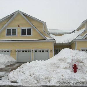 Snow in front of house